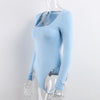 Square Collar Long Sleeve Body-con Bodysuit