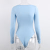 Square Collar Long Sleeve Body-con Bodysuit