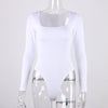 Square Collar Long Sleeve Body-con Bodysuit