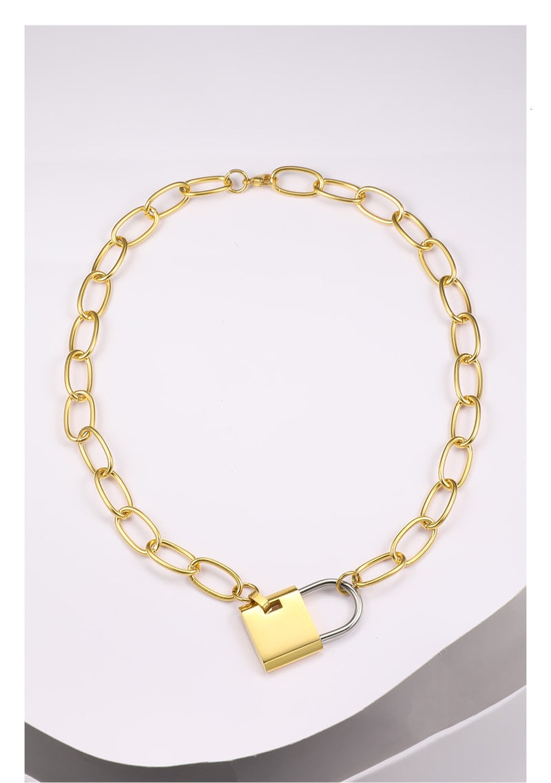 Big Lock Link Chain Choker Necklace