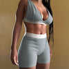 2PCS/Set Women Sleeveless Strap Bra Bustiers and High Waist Shorts