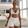 2PCS/Set Women Sleeveless Strap Bra Bustiers and High Waist Shorts