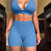 2PCS/Set Women Sleeveless Strap Bra Bustiers and High Waist Shorts