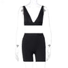 2PCS/Set Women Sleeveless Strap Bra Bustiers and High Waist Shorts