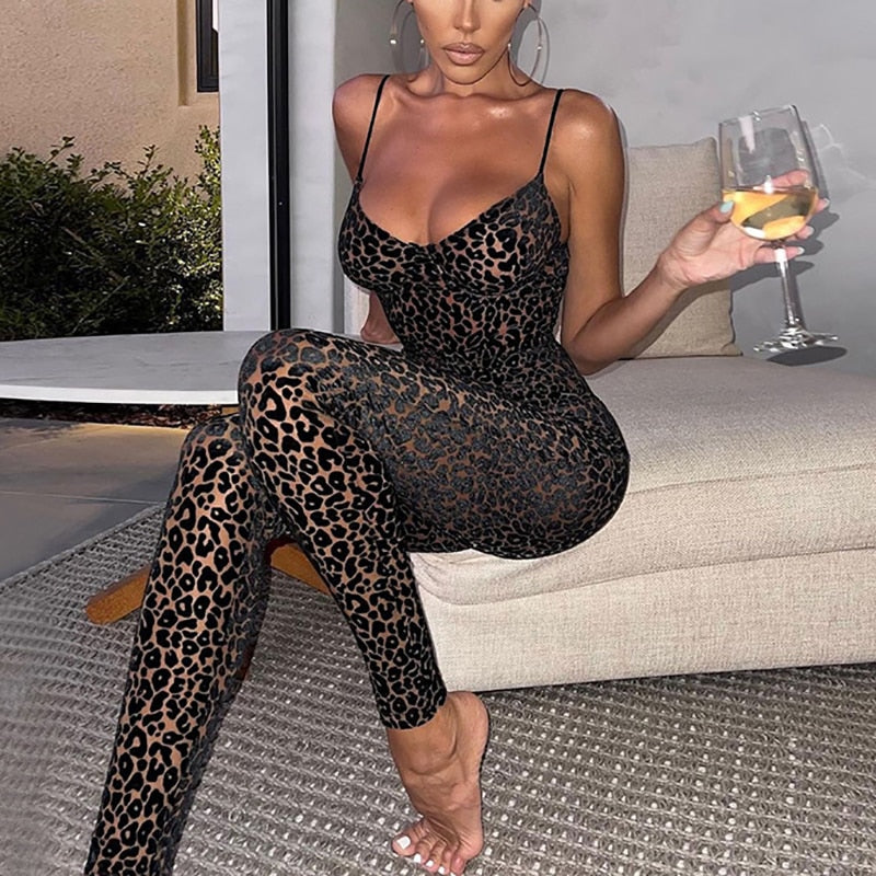 Mesh Leopard Jumpsuit