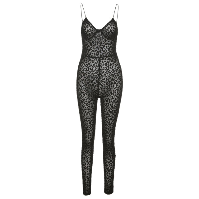 Mesh Leopard Jumpsuit