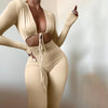 Bandage Tie Long Sleeve Bodycon Pants Suit