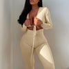 Bandage Tie Long Sleeve Bodycon Pants Suit