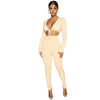 Bandage Tie Long Sleeve Bodycon Pants Suit