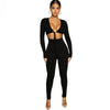 Bandage Tie Long Sleeve Bodycon Pants Suit