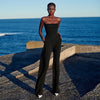 Women Black Strapless Jumpsuit