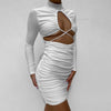 Long Sleeve Half High Collar Bandage Dress