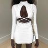 Long Sleeve Half High Collar Bandage Dress