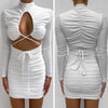 Long Sleeve Half High Collar Bandage Dress