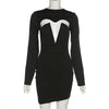 Black Hollow Out Long Sleeve Mini Dress