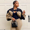 Two Tone Puff Sleeve Jacket