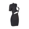 Black Half high Collar Bodycon Dress